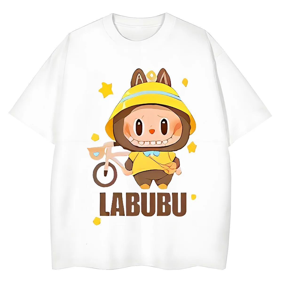 2025 Summer Man T Shirts Labubu Short Sleeve Soft 230g Pure Cotton Couples T Shirts Hip Hop Custom Anime Popular Tees