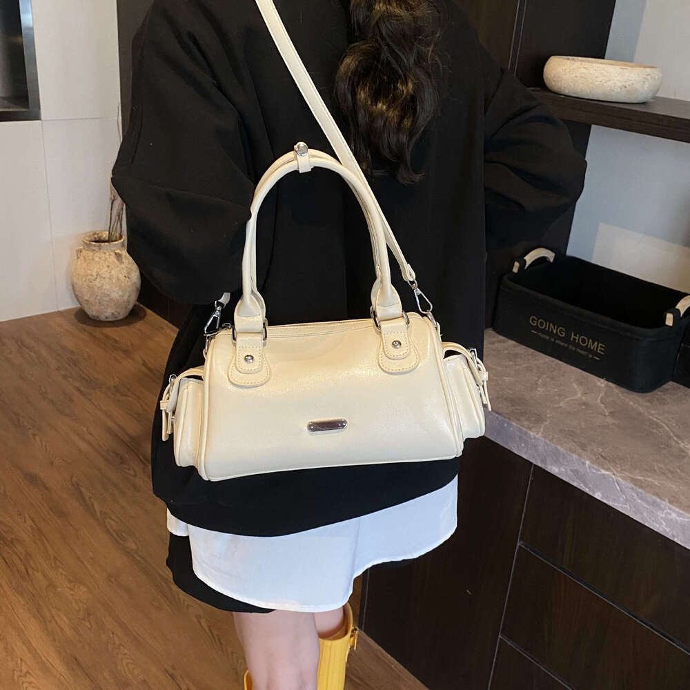 Korean Style Simple Boston Handbag Women Trendy Fashion Baguette Casual Versatile Underarm Shoulder Bag