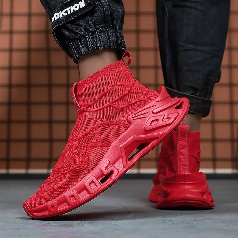 Ddmyoutdoor New Fashion Yellow Men S High Top Sneakers Big Size Breathable Mesh Running Slip On Sports Shoes Trainers For Outdoor Shoes