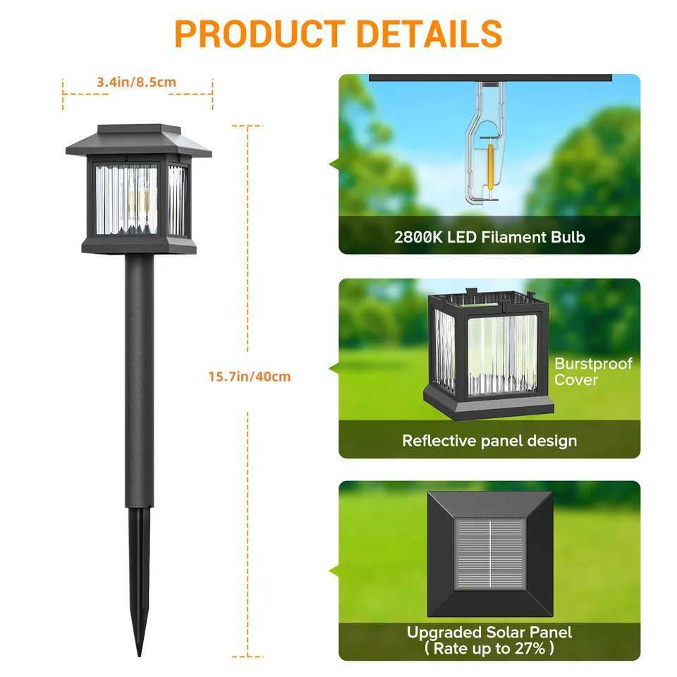 12-Pack Solar Outdoor Lights Auto On/Off Solar Garden Street Lights for Lawn Patio Driveway - Perfect Gifts W250607