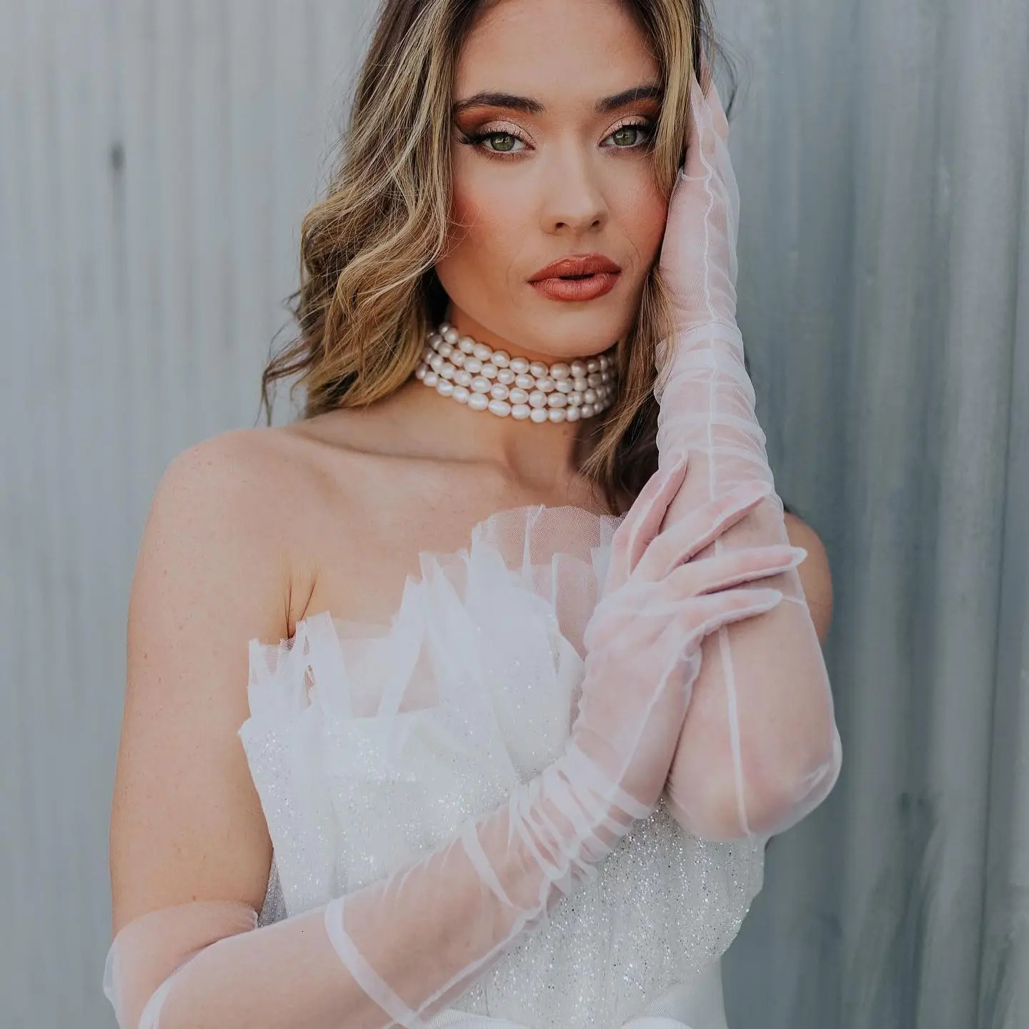 TOPQUEEN Elegant Bride Gloves Wedding Gloves Elbow DIY Finger Wedding Accessories Lady Pearl Bridal Gloves Bachelorette VM11 250603