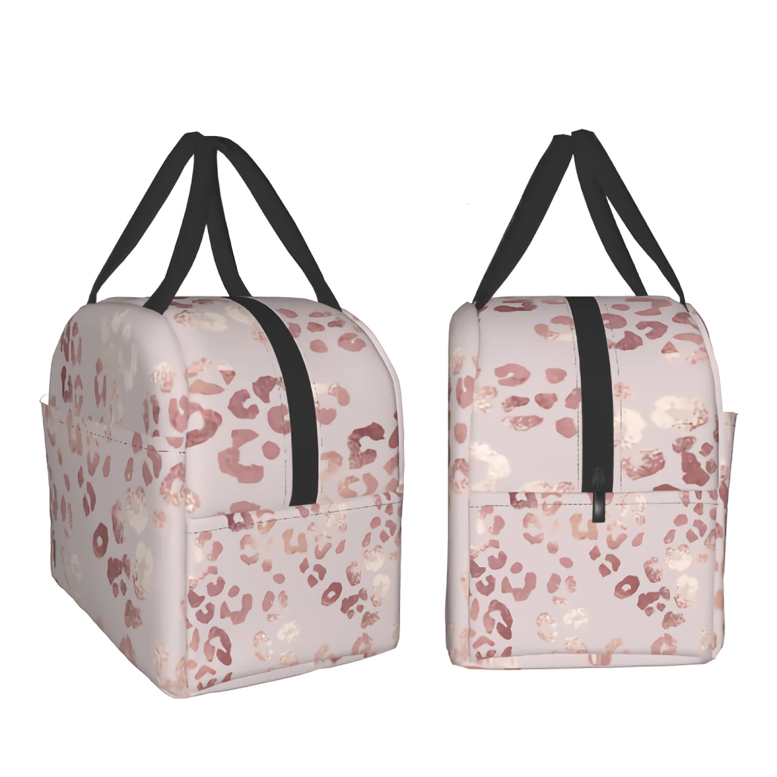 Leopard Print Lunch Bag Elegant Tote Bag Rose Gold Insulated Lunch Bag for Women Men Teen 250606