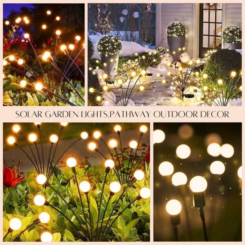 Outdoor Lights Solar Garden Lamp LED Firefly Ground Plug Lamp IP65 Waterproof for Landscape Courtyard Holiday Light Decoration XJ250606