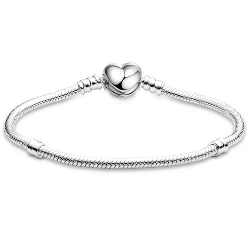 TOGORY Silver Plated Cute Crystal Owl Heart Snake Chain Charm Bracelet For Women Men Brand Bracelets DIY Jewelry Gift Making W250606