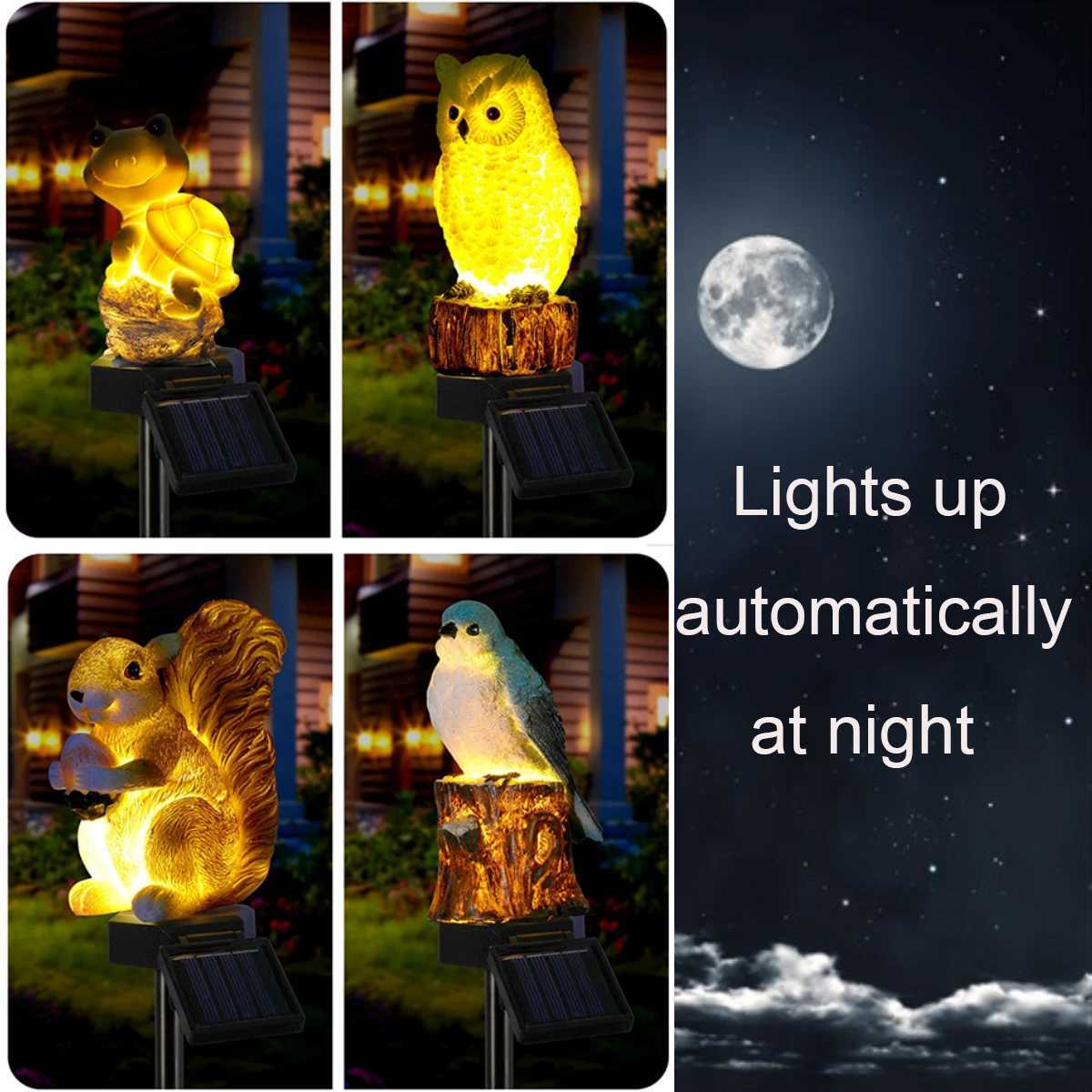 Solar Decorative Garden Light Waterproof Cute Animal Outdoor Figurine Lights Ornament Statue Decor for Pathway Patio LawnXJ250606