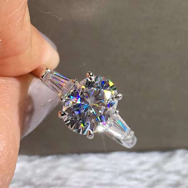 Roomy 10K 14K Gold Rings 2ct Oval Cut Moissanite Diamond Ring Engagement Rings Jewelry