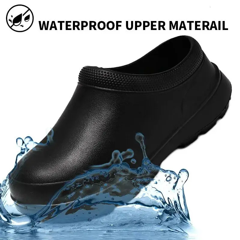Oil-proof mens chef shoes Non-slip mens safety shoes Soft waterproof work shoes mens sandals Spring and autumn rain boots 250605