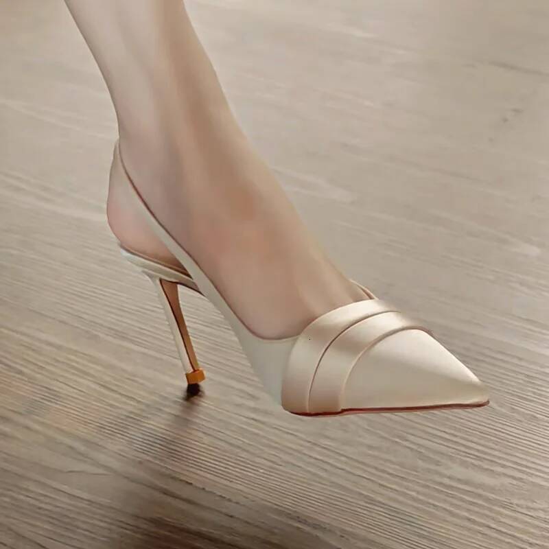 2025 Summer Brand Slingback Sandals Fashion Pointed Toe Slip On Women's Elegant Formal High Heels