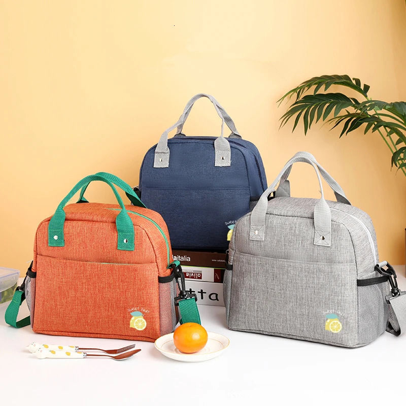 Waterproof Oxford Cloth Thermal Lunch Bag Bento Box Bags with Strap Aluminum Foil Cooler Bags Portable Thicken Food Bag 250606