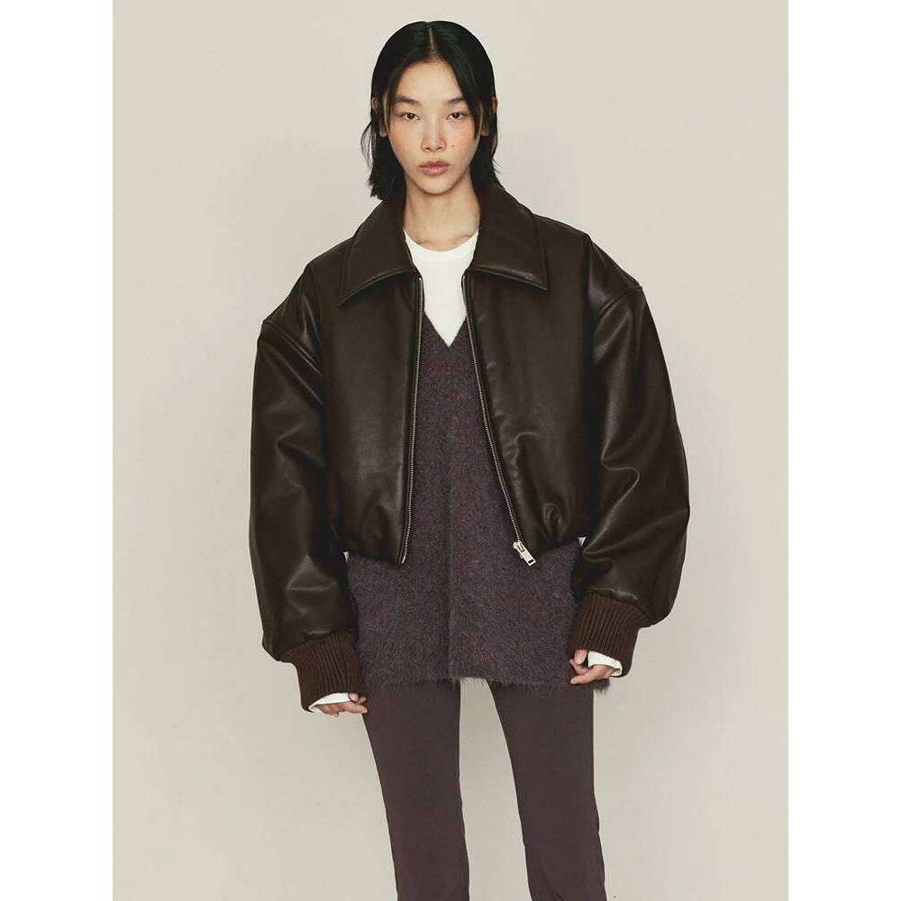 Women's Fashion Autumn Winter New Clothes Solid Color Leather Thicken Warm Female Short Cotton Jacket