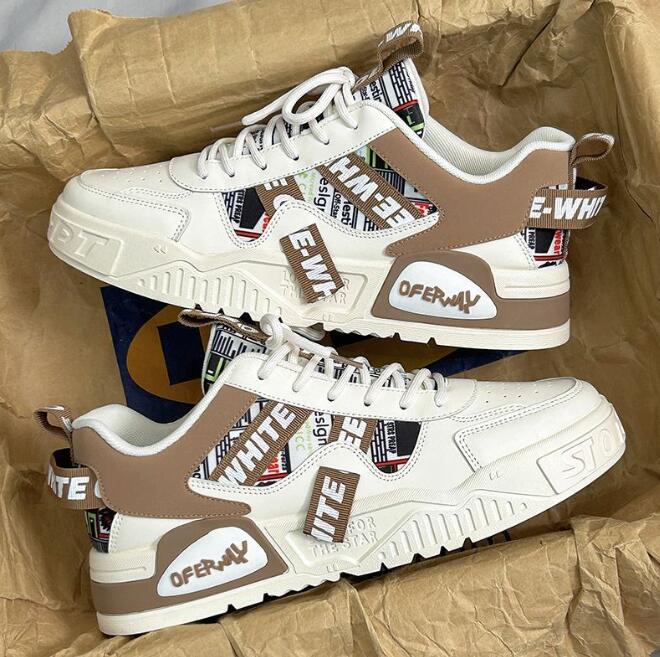 Men's shoes, breathable in spring and summer new trendy brand thick soled sports and leisure board shoes, niche and versatile trendy shoes Z 6.5-