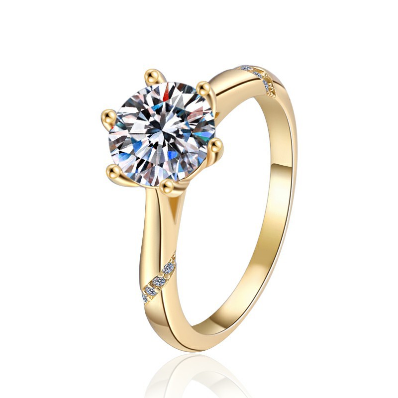 Moissanite Women's Ring with 18K Gold-Plated Finish, S925 Sterling Silver, Perfect for Engagements and Weddings, Affordable Luxury, Cross-Border 