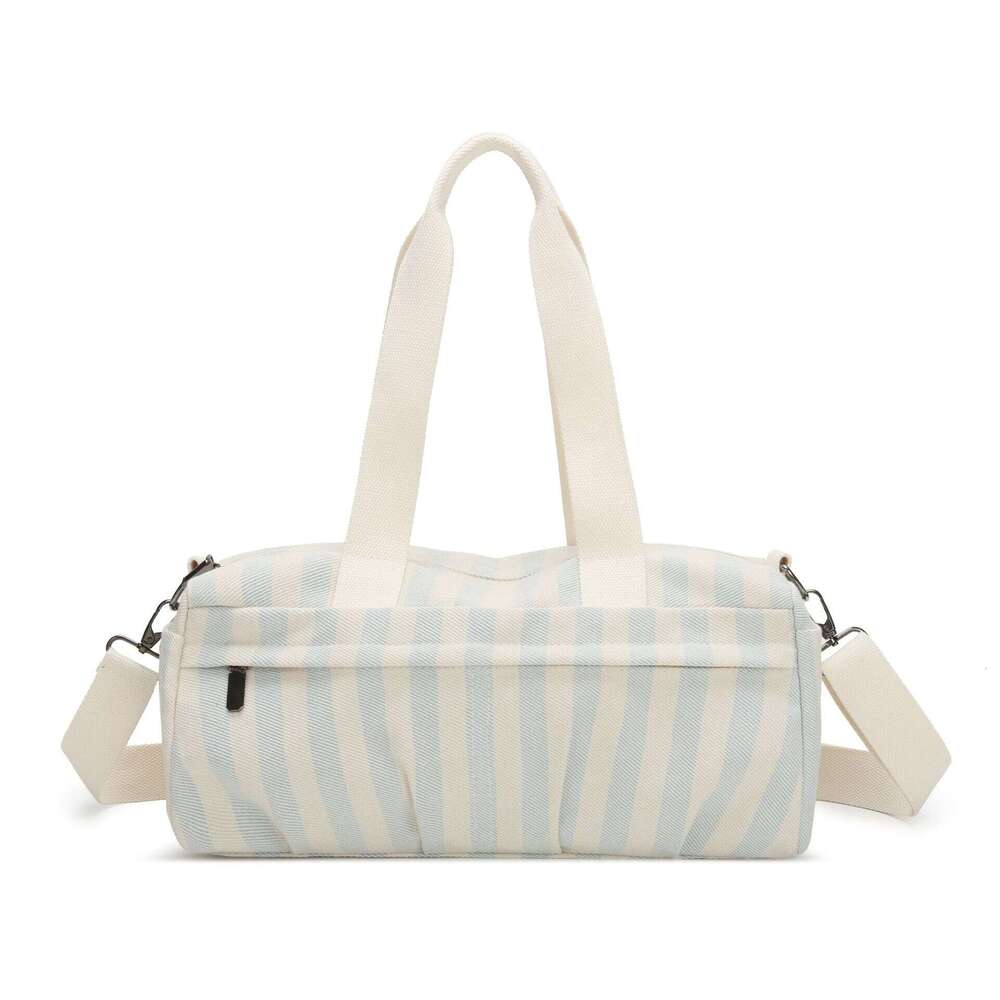 Commuting Large Capacity New Trendy Striped Canvas Fashionable Shoulder Crossbody Handheld Tote Bag for Women