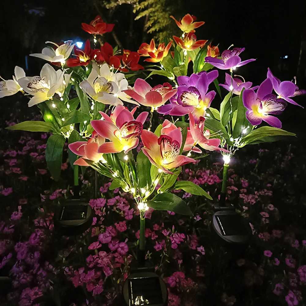 Solar Light LED Orchid Lawn Lamp Outdoor IP65 Waterproof Garden Villa Aisle Corridor Christmas Decoration Fluorescent Lamp W250607