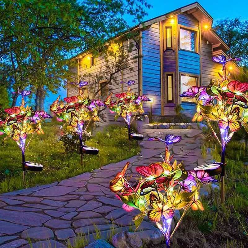 Solar LED Butterfly Lawn Lamps Outdoor Landscape Lights Perfect for Home Flower Bed Garden Villa Camping Party Wedding Decoration XJ250606