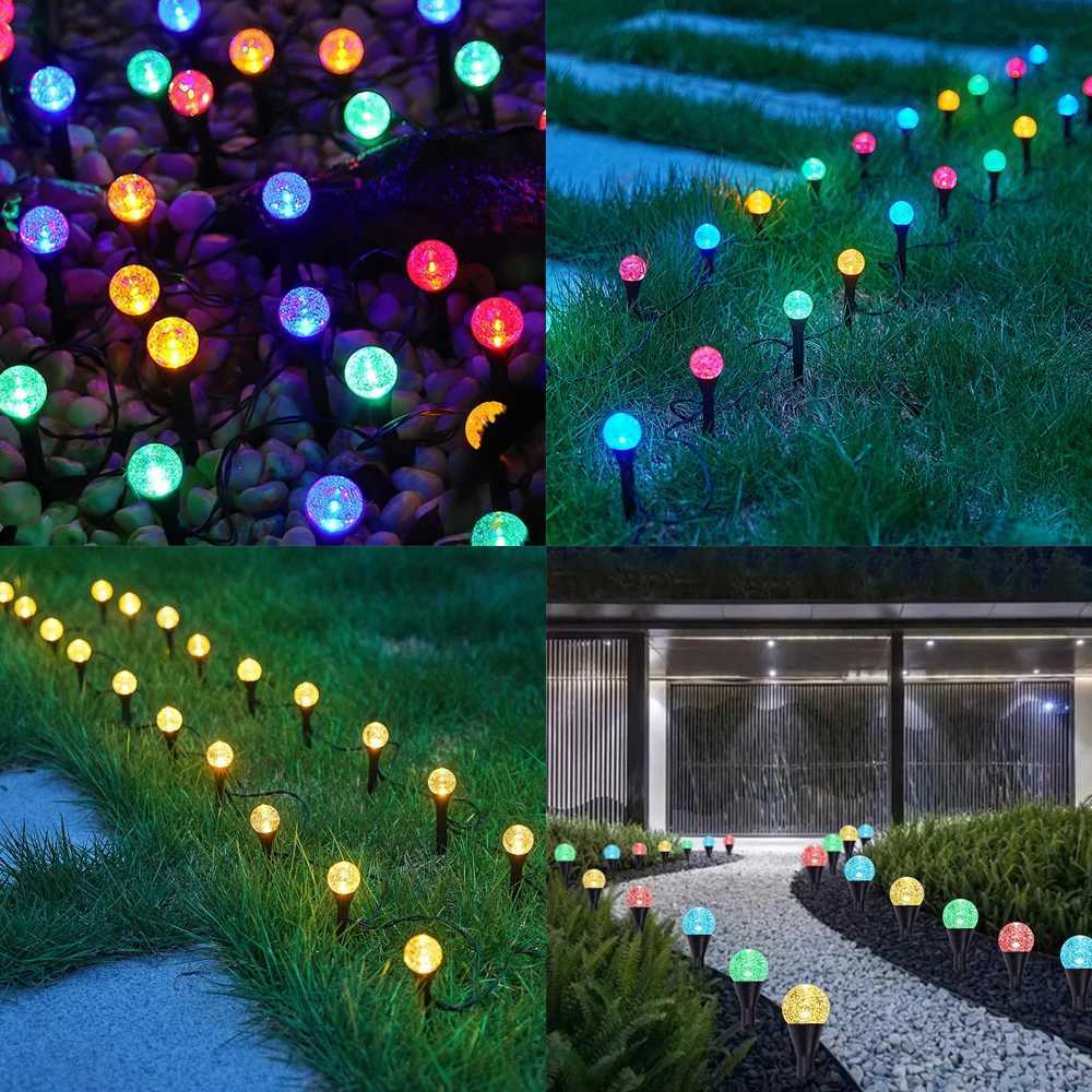 LED Solar Bubble Ball Lights With 8 Light Modes For Street And Area Lighting Outdoor Passage Lawn Lights RGB Spherical Light XJ250606