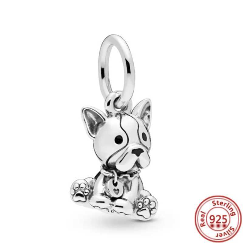 925 Sterling Silver ly P Print Poodle Puppy Pet Dog Beads Charms Fit Brand Bracelet Necklace For Girl Gift Jewelry XJ250607