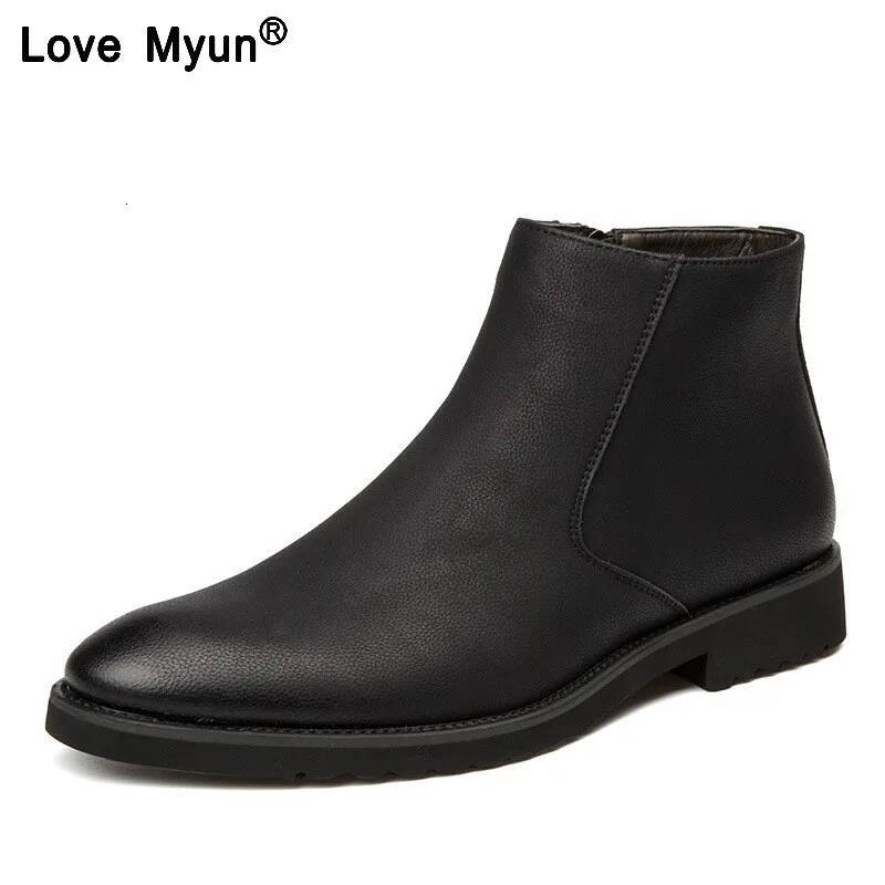 Ddmyoutdoor Pu Leather Lace Up Shoes High Quality Men Vintage British Boots Autumn Winter Plus Size Gbn Outdoor Shoes