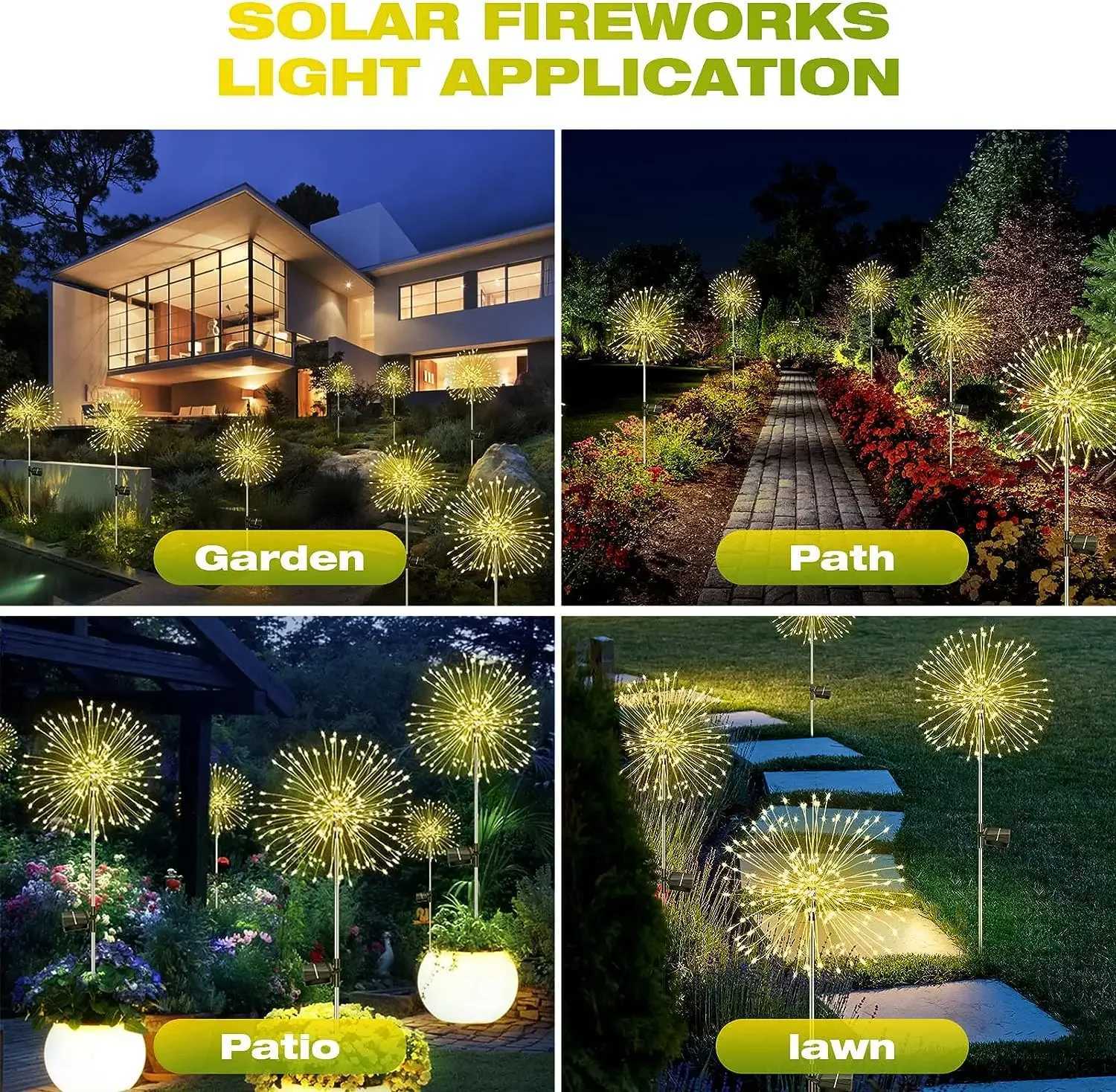 LED Solar Firework Lights Garden Decoration Fairy Lights Waterproof Outdoor Dandelion Lawn Lamp for Garden Landscape Lawn Decor W250607