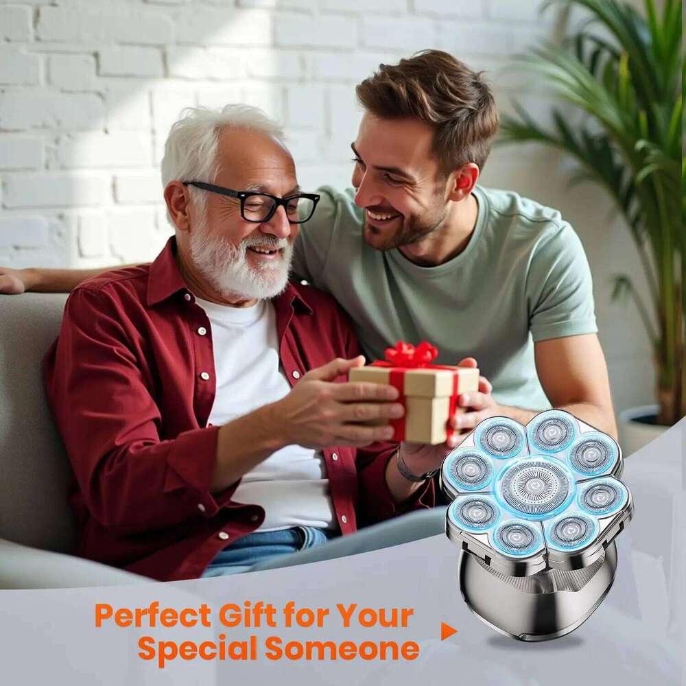 9D Men 6 In 1 Cordless Rechargeable Electric Shavers For Beard/Nose/ LED Display Wet/Dry Bald Head