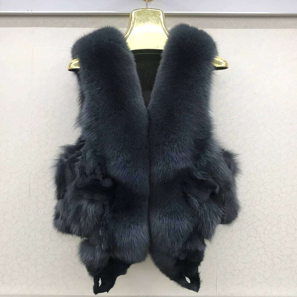 2025 Hot Sale Women 100% Genuine Vest Natural Soft Sleeveless Jacket Lady Quality Warm Real Fox Fur Gilet