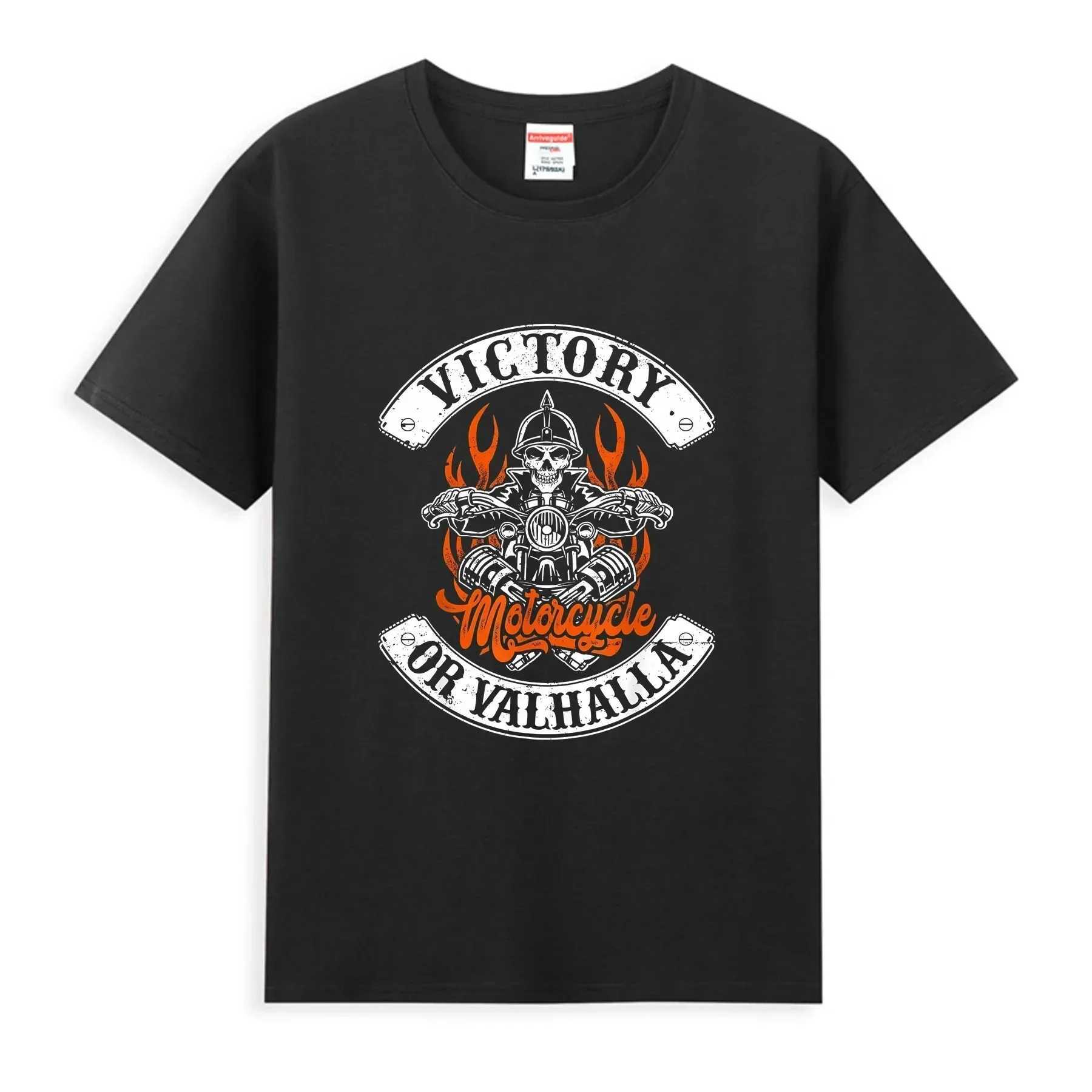 2024 Men T Shirt Casual New Limited Motorcycle Norse Viking Victory or Valhalla Men Dad T-shirt Graphic Streetwear S-3XL W250607