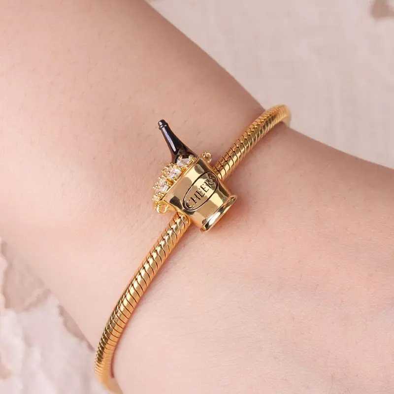 New 925 Gold Plated Champagne Cross Life Tree Chicken Lucky Pendant Charm Beads Fit Original Bracelets DIY Women Jewelry XJ250607