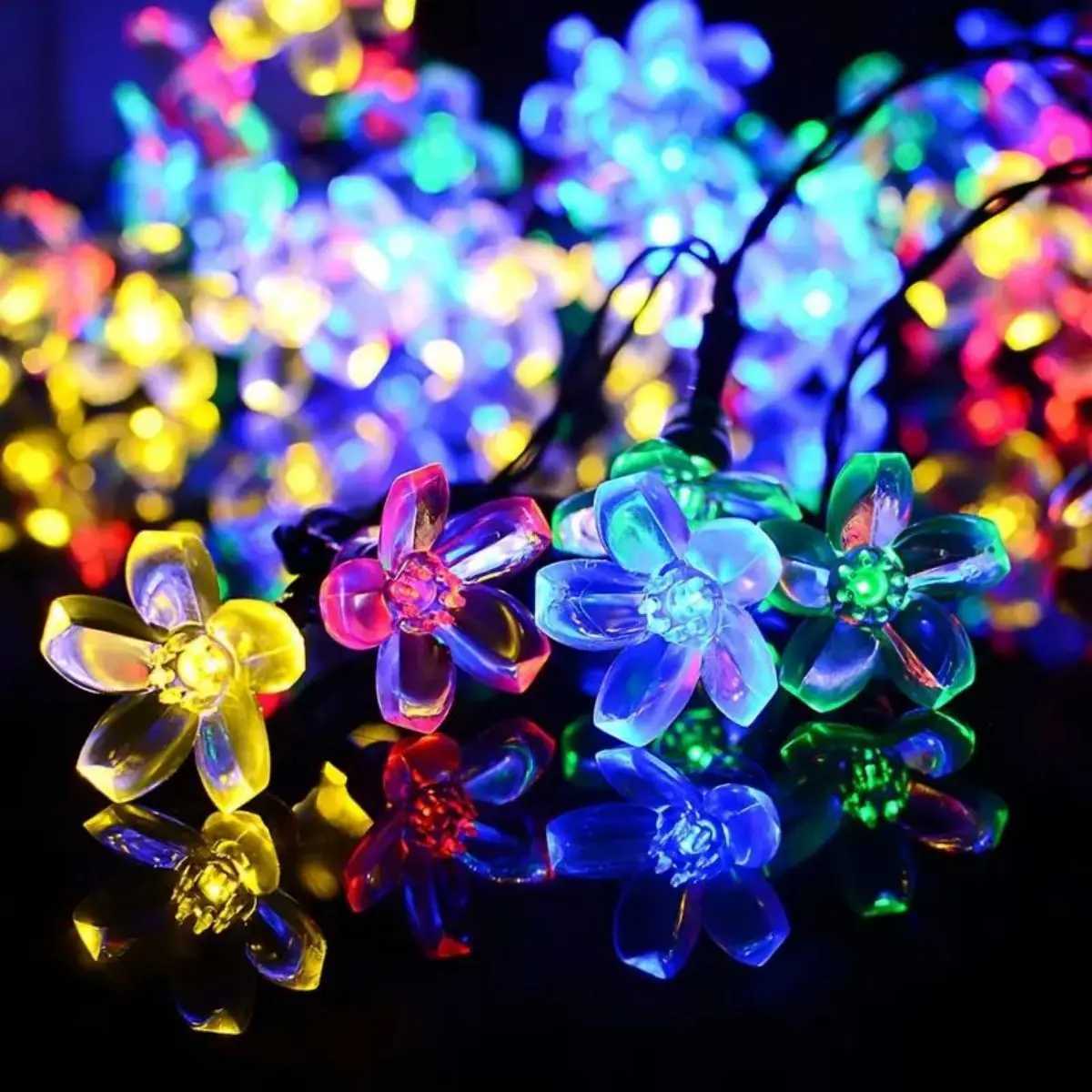 1pc Solar LED Cherry Blossom Lights Colorful Outdoor Garden Waterproof Terrace Lawn Courtyard Channel Decoration XJ250606