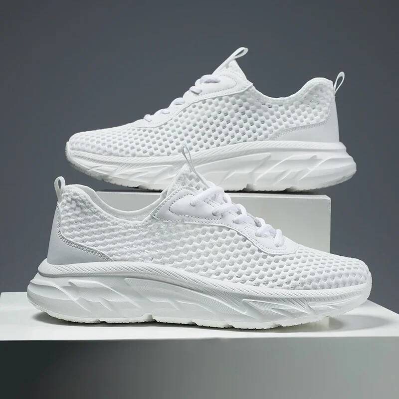 Ddmyoutdoor MAEDEF Summer Men S Casual Flats Shoes Hollow Mesh Sneakers Trendy Lightweight Gym Shoe Lace Up Breathable Mens Trainers Outdoor Shoes