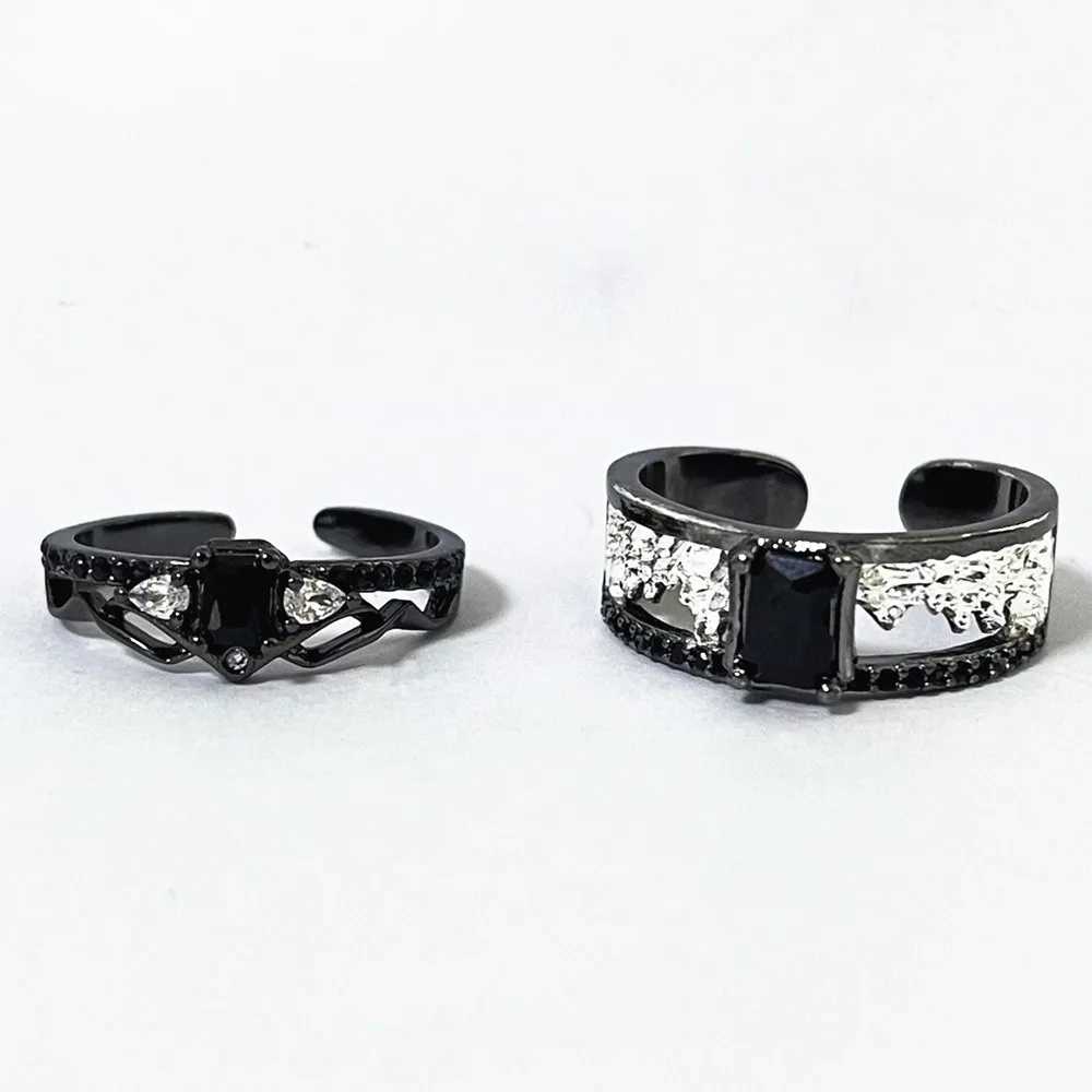 Game Love And Deepspace Sylus Rings Cosplay Black Gemstone Couple Ring Alloy Adjustable Jewelry Accessories Halloween W250606