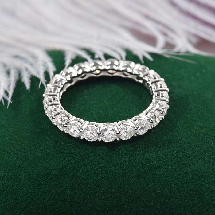 18K Gold Bubble Rings for Women Moissanite Solitaire Ring Matching Diamonds Band Engagement Wedding Ring New