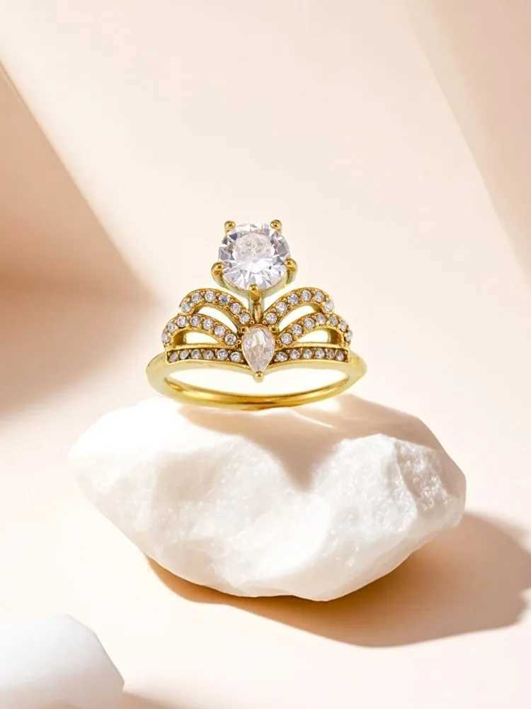 Gorgeous Colorful Luxury Zircon Rings For Women Stainless Steel Gold Plated Adjustable Female Ring Charm Jewelry GiftXJ250606