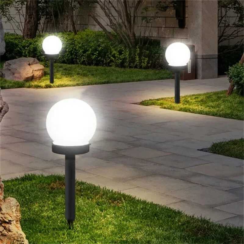 4/2pcs Solar Powered LED Bulb Lamp Energy Light Waterproof Outdoor Garden Light Street Solar Panel Ball Lights Lawn Yard Lamp W250607