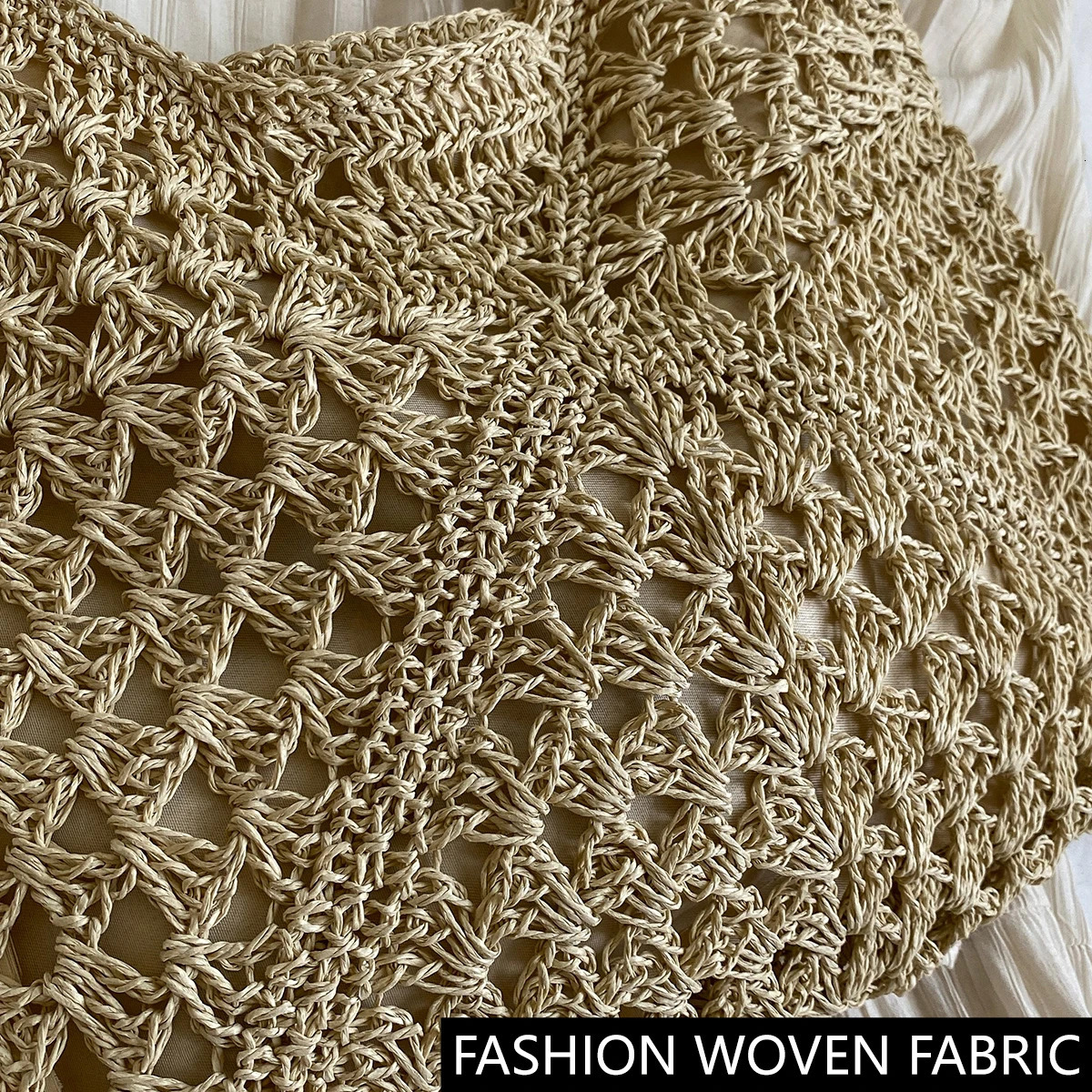 Bohemian Style Straw Bag Raffia Woven Seaside Shoulder Diagonal Handmade Female Summer Vacation Beach Bag 250605