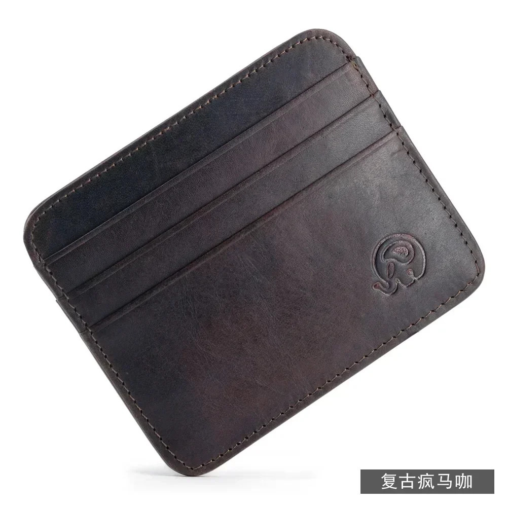 Thin Genuine Leather Mini Wallet Slim Bank Credit Card Holder Mens Business Small ID Case for Man Purse 6 Slots Cardholder 250605