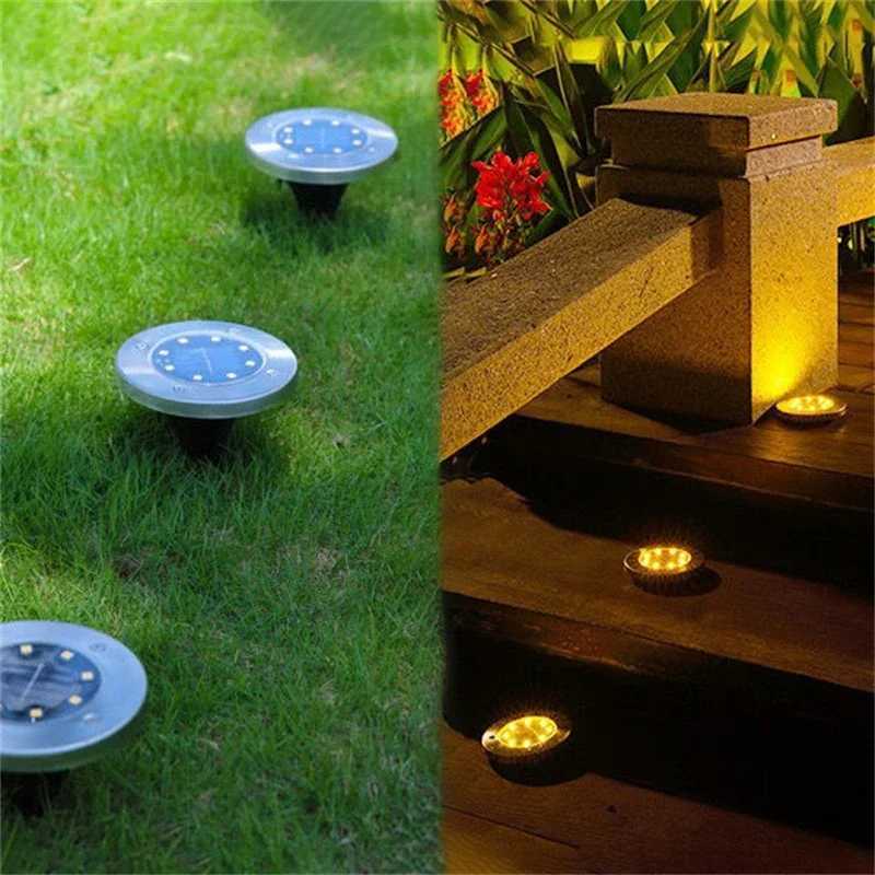 1/4Pack Solar Lights Outdoor 8 LEDs Disk Underground Lamp Spotlight Buried Solar Light for Home Garden Lawn Yard Decoration XJ250606