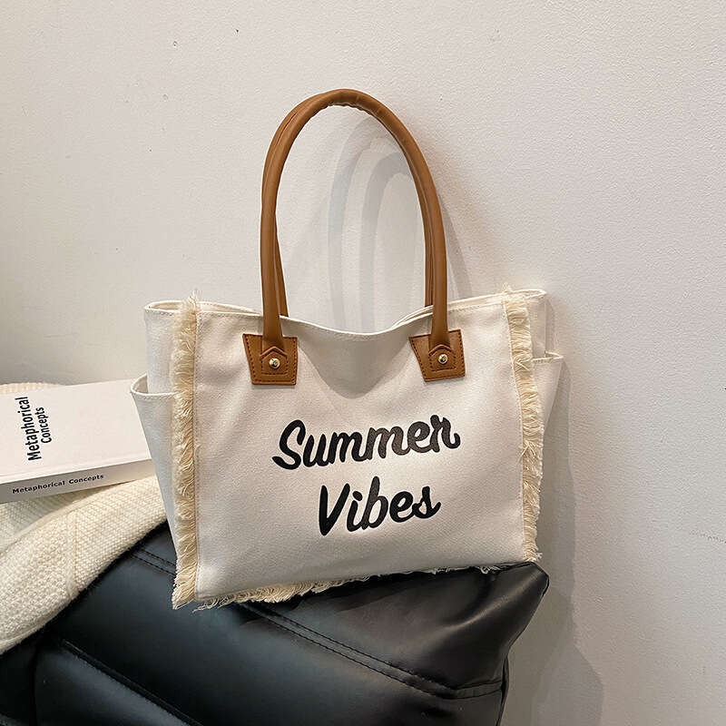 Korean and Japanese Style Simple Women's 2025 New Fashion Printed Tote Large Capacity Handbag Underarm Bag