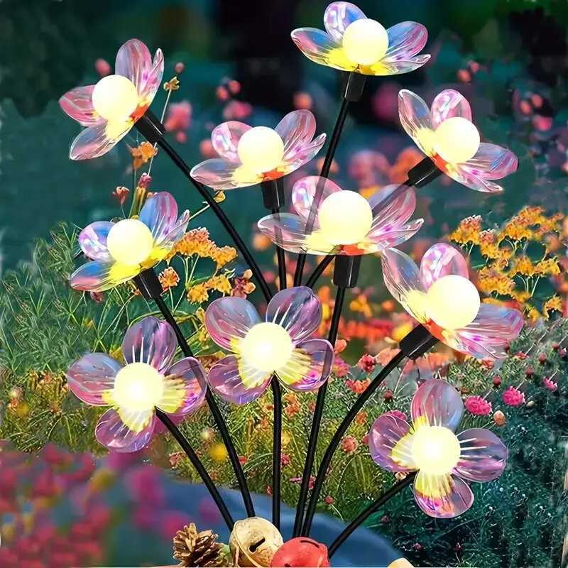 1PC Solar Firefly Flower LED Lights Outdoor Waterproof 2 Modes Decoration Lamp Landscape Lighting For Garden Lawn Patio Pathway XJ250606