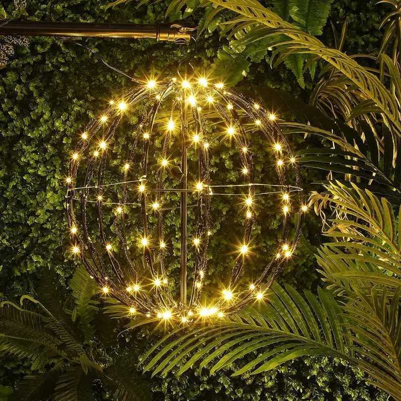 50cm Hanging Ball Light Garden Courtyard Rattan Tree Light Christmas Party Landscape Lamps Fold Metal Frame Home Fairy LightsXJ250606