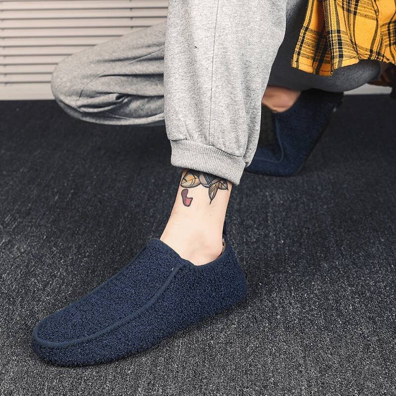Ddmyoutdoor Cotton Slippers Men Winter Warm Soft Plush Flats Casual Male Loafers Light Indoor Home Walking Shoes Footwear Beach outdoor shoes