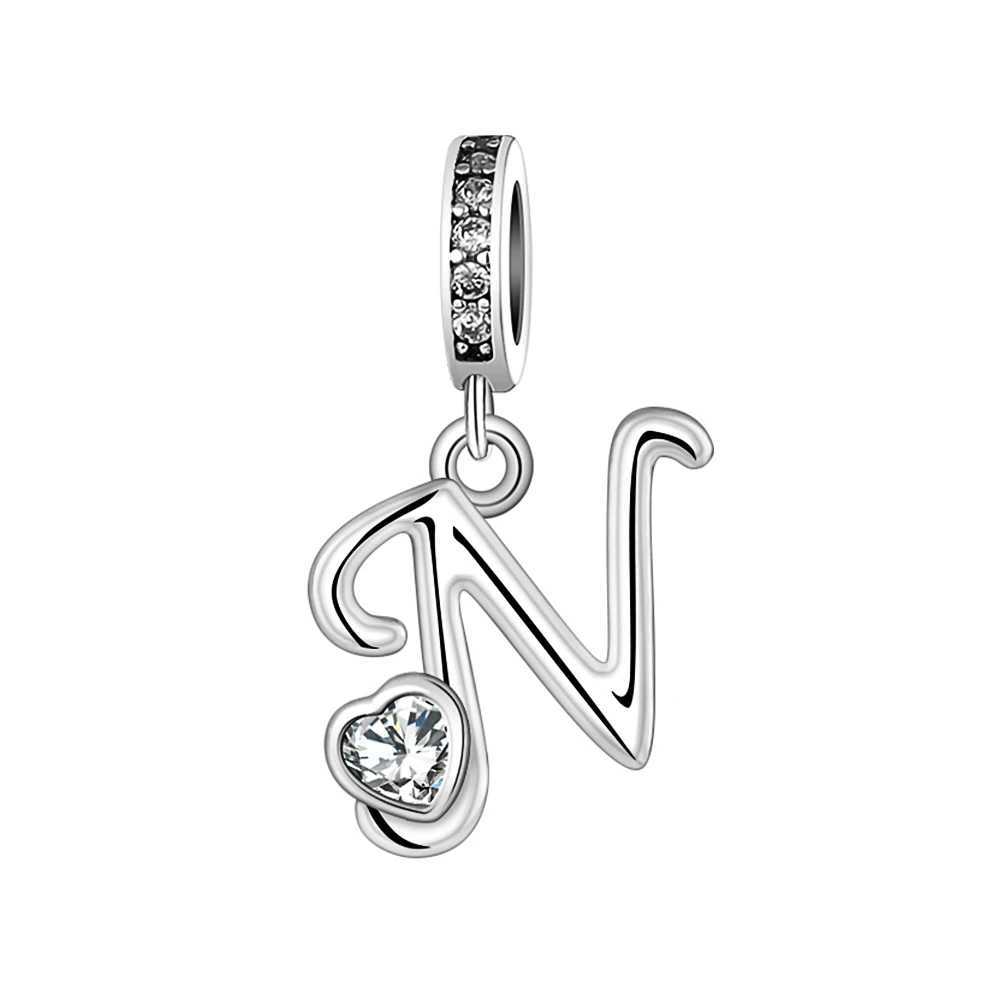 2024 New A-Z Letter Pendant With Heart Charm For Original European 925 Sterling Silver Plated Bracelet Necklace For Women Jewelry XJ250607