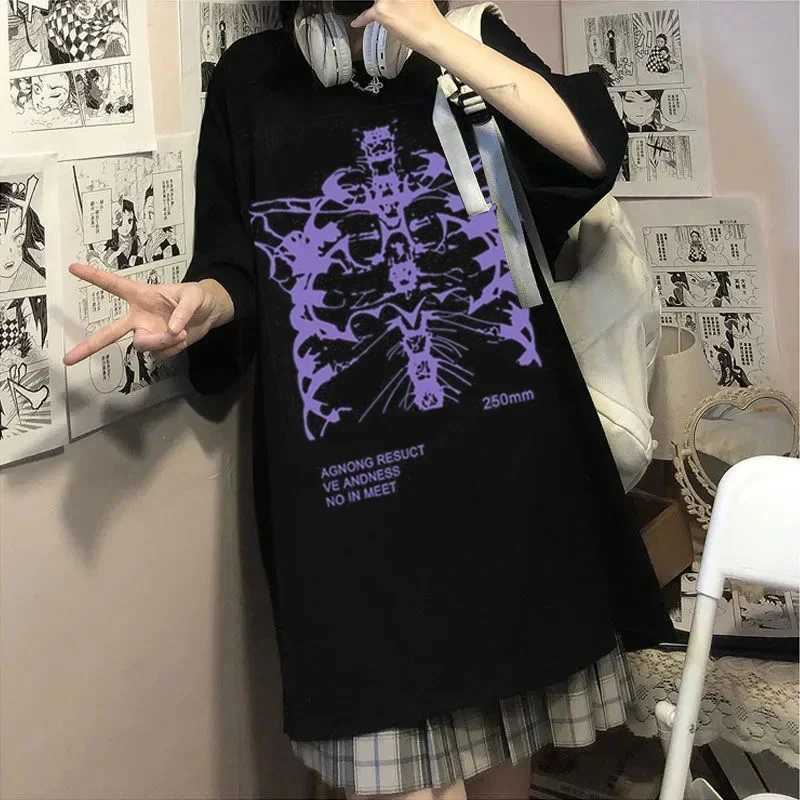 Y2k Harajuku Skeleton Print T-shirts for Gothic Hip Hop Streetwear Men Women T Shirt Summer Black Goth Clothes Short Sleeve Tees W250607