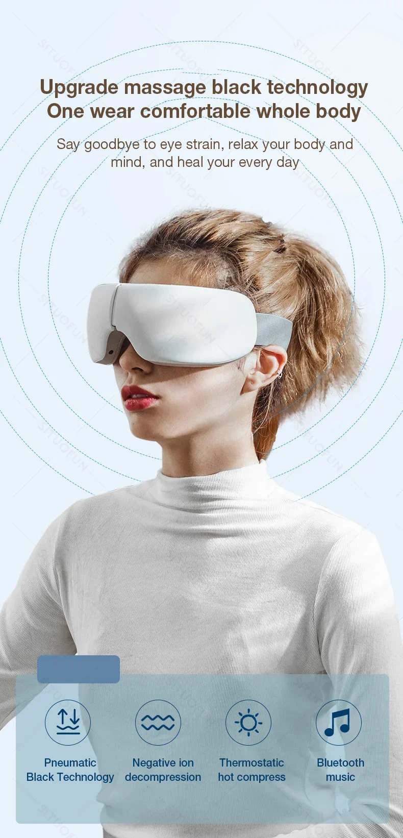 MUKASI Eye Massager with Vibration Bluetooth Music Smart Massage Eye Mask for Eye Relax Reduce Eye Strain Improve Sleep 250603