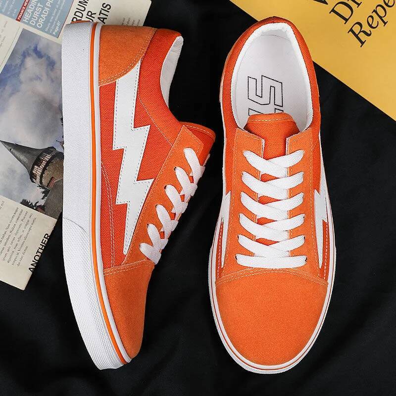 Ddmyoutdoor Orange White Men S Classic Lighing Skateboard Shoes Fashion Boys Vulcanized Shoe Street Skateboarding Sneaker Outdoor Shoes