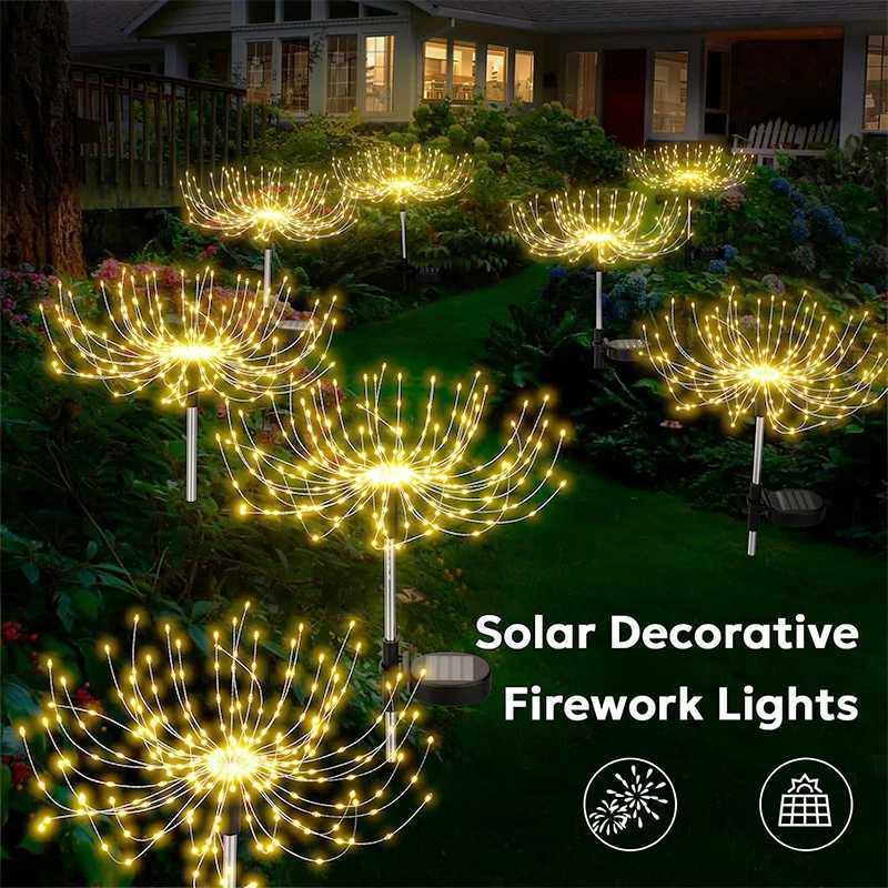 420LED Solar Power Firework Garden Lights Decoration Pathway Outdoor Waterproof Patio Lawn Landscape Yard Solar Light W250607