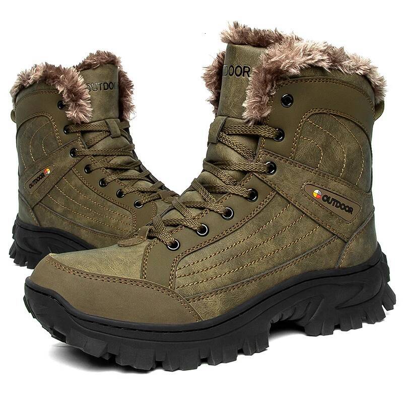 Ddmyoutdoor Men Winter Snow Platform Comfortable Ankle Plush Waterproof Anti Slip Warm Desert Boots Hiking Shoes Plus Size Outdoor Shoes