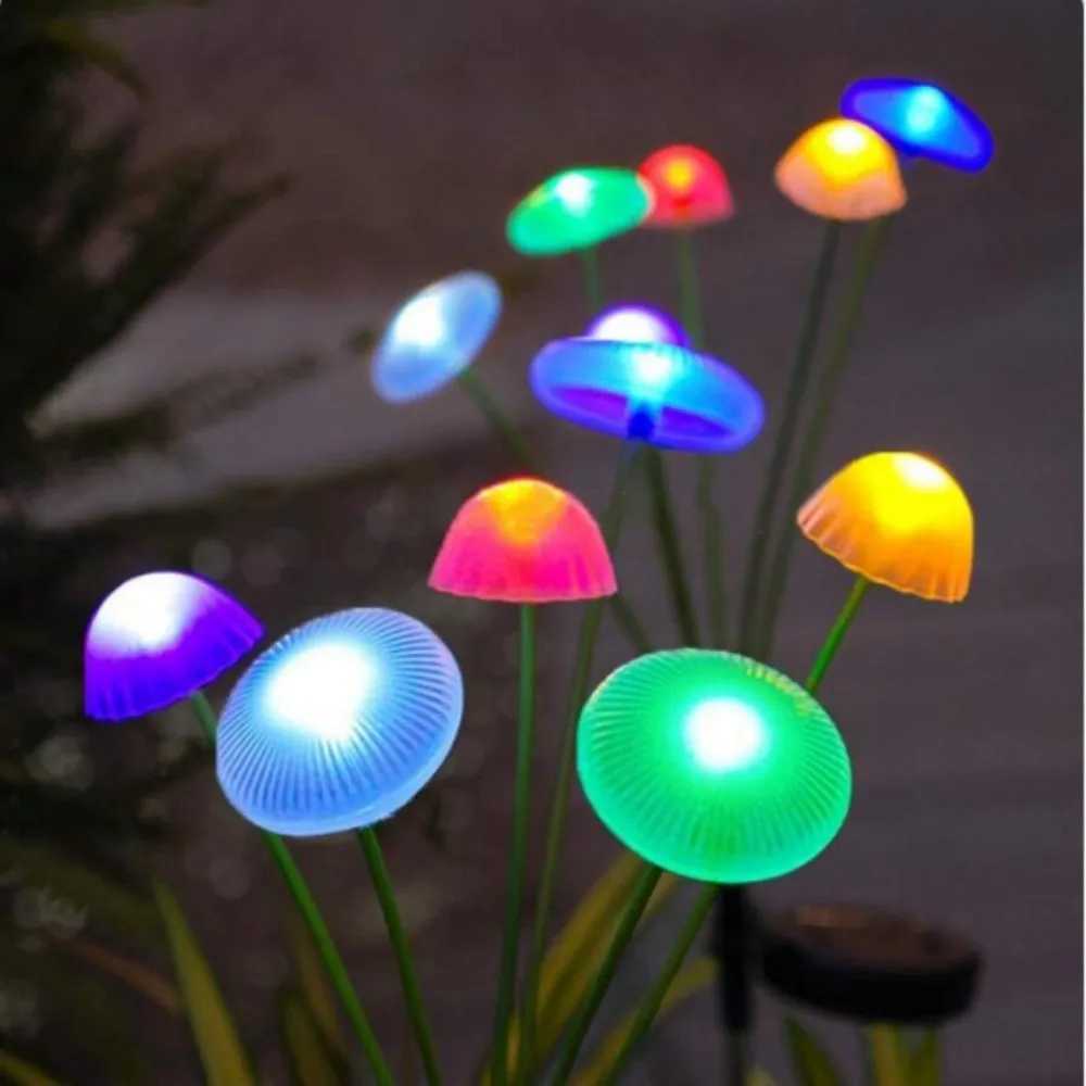 Solar Jellyfish Lamp Outdoor Waterproof Garden Landscape Atmosphere Lamp Home Garden Balcony Decorative Mushroom Lawn Lamp W250607