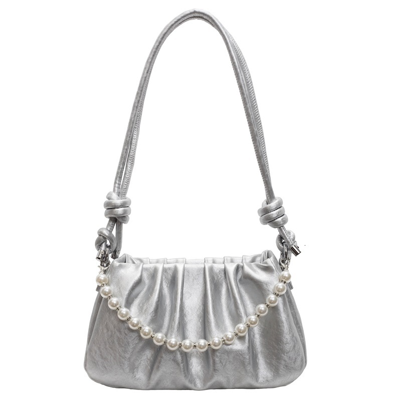 designer High-End Beaded Handbag for Women 2025 New Summer Pleated Cloud Bag Fashion Single Shoulder Crossbody Bag