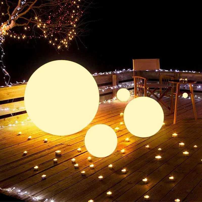 LED Ball Light Solar Lamp Outdoor Lawn Lamp USB Charging Luminous Ball Pool Bedroom Table Party Garden Lighting Remote Control W250607