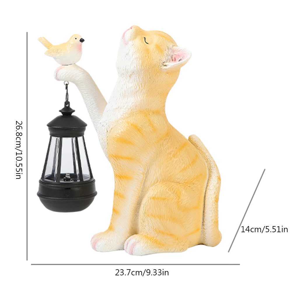 Solar Cat Garden Light Resin Outdoor Lantern Animal Yard Lamp Charming Creative Cat Decor for Yard Lawn Patio W250607